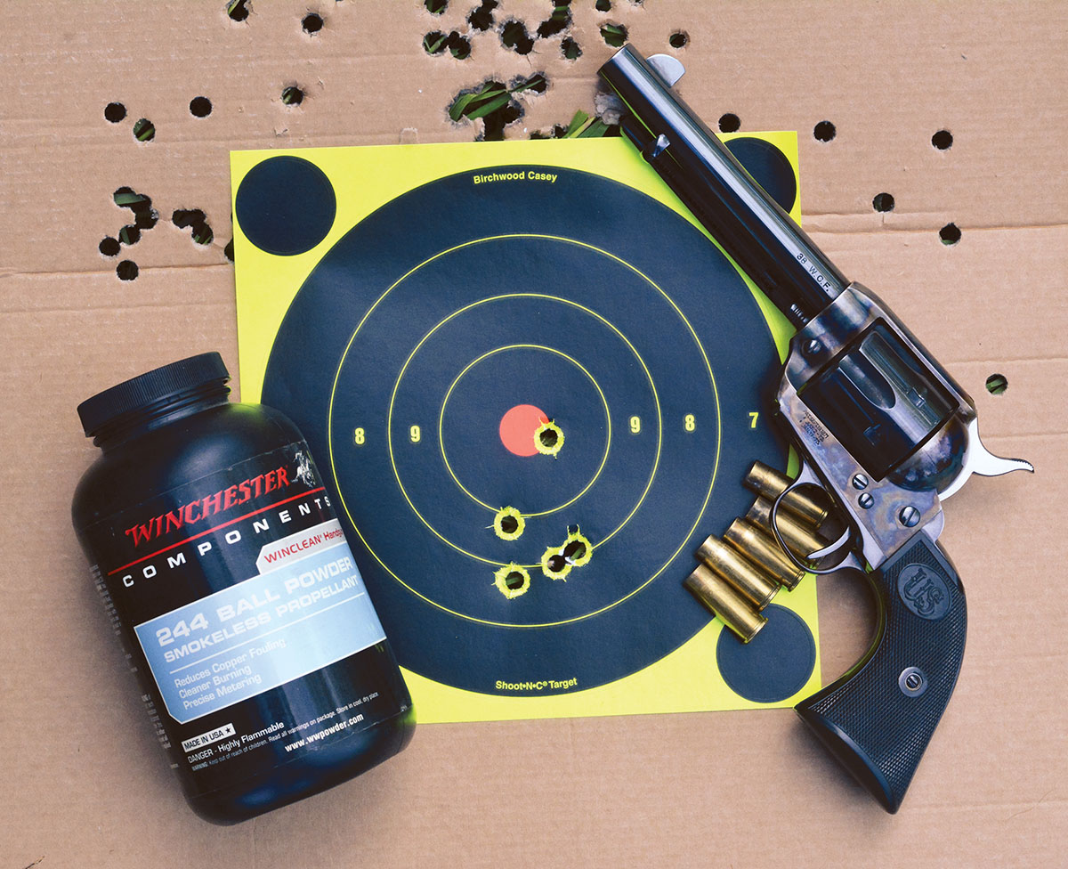 The 38-40 gave respectable accuracy at 20 yards with select loads.
